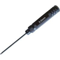 Kvalitní imbus šroubovák s kuličkou H-Speed o velikosti 3.0 mm má hliníkovou rukojeť s protiskluzovým křížovým vroubkováním o délce 92 mm a průměru 18 mm s plastovou otočnou zadní opěrkou a dřík o délce 84 mm. Kulička umožňuje šroubování pod úhlem.