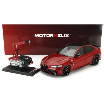 MOTORHELIX ALFA ROMEO GIULIA GTAm WITH ENGINE AND ACCESSORIES 2021 - RED MET 1/18