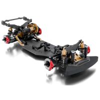Stavebnice podvozku pro 1/10 RC drift, bez kol, karoserie a elektroniky.