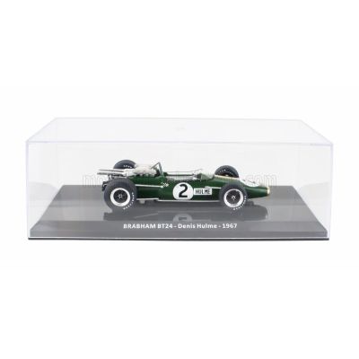 EDICOLA BRABHAM F1  BT24 REPCO BT24 N 2 WORLD CHAMPION SEASON 1967 DENIS HULME - CON VETRINA - WITH SHOWCASE - GREEN GOLD 1/24