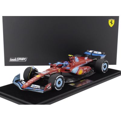 LOOKSMART FERRARI F1  SF-24 TEAM SCUDERIA FERRARI N 55 5th MIAMI GP 2024 CARLOS SAINZ - CON VETRINA - WITH SHOWCASE - RED BLACK 