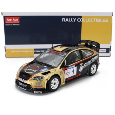 SUN STAR FORD ENGLAND FOCUS RS WRC08 N 1 WINNER RALLY WYEDEAN FOREST 2015 PAUL BIRD - ALED DAVIES - BLACK GOLD 1/18