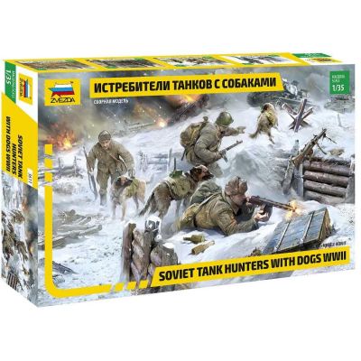 Model Kit figurky 3611 - Soviet Tank Hunters with dogs (1:35)