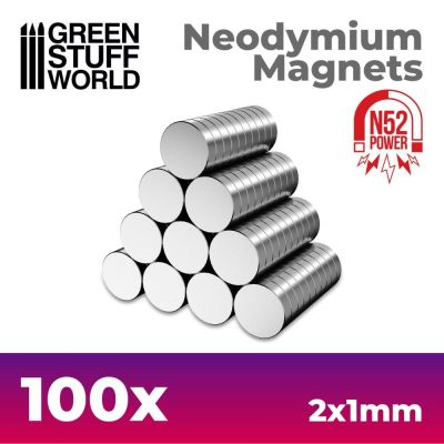 Neodymové magnety 2x1 mm N52 – 100 ks extra silné NdFeB magnety