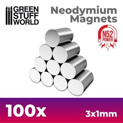 Neodymové magnety 3x1 mm N52 – 100 ks silné NdFeB magnety
