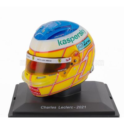 EDICOLA HELMET F1  CASCO HELMET CHARLES LECLERC TEAM SCUDERIA FERRARI MISSION WINNOW SF21 FRENCH GP 2021 - YELLOW WHITE BLUE 1/5
