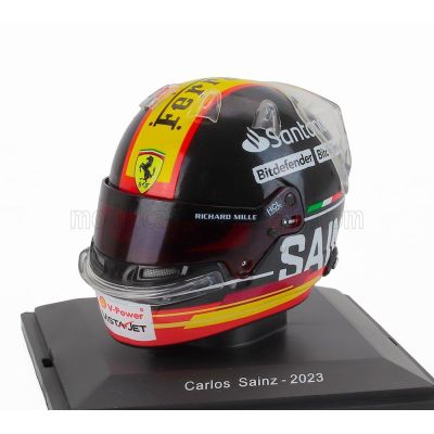 EDICOLA HELMET F1  CASCO HELMET CARLOS SAINZ TEAM SCUDERIA FERRARI SF-23 3rd MONZA ITALY GP 2023 - BLACK RED 1/5