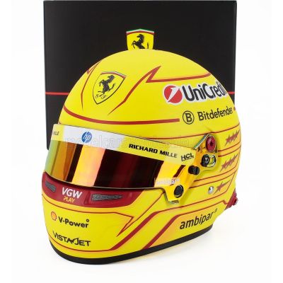 MINI HELMET BELL HELMET CASCO HELMET F1 LEWIS HAMILTON TEAM FERRARI HP N 44 SEASON 2025 - YELLOW 1/2