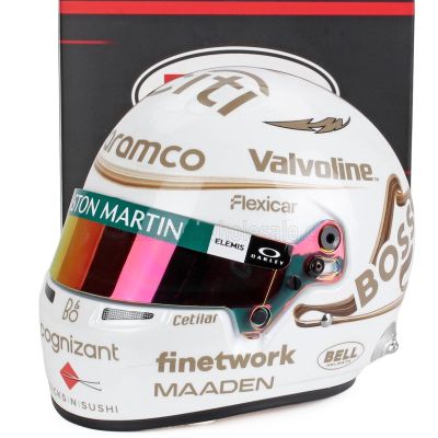 MINI HELMET BELL HELMET CASCO HELMET F1 FERNANDO ALONSO TEAM ASTON MARTIN ARAMCO COGNIZANT N 14 CHINA GP 2025 - WHITE 1/2