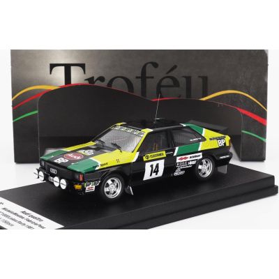 TROFEU AUDI QUATTRO (night version) N 14 RALLY 1000 LAKES 1981 MICHELE MOUTON - FABRIZIA PONS - BLACK YELLOW GREEN 1/43