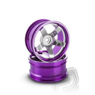 Hliníkový disk 5 paprsků, offset 9 mm - fialová barva (2 ks)