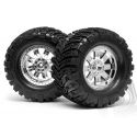 Nalepené Super Mudders gumy 155x85mm na chromových diskách, 2ks. pro Savage