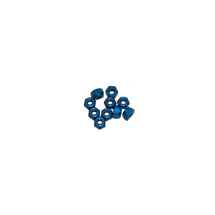 4 mm.alu samojistné matičky modré (10 ks.)