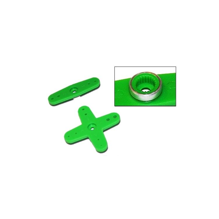 Plastové páky sada pro JR / SANWA / KO zelené (2ks.) - s alu kroužkem
