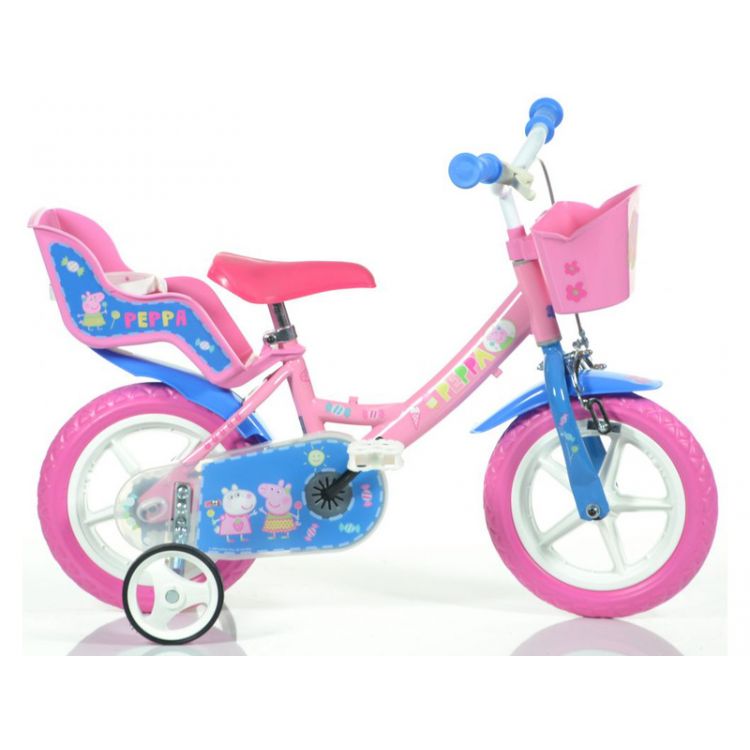 DINO Bikes - Dětské kolo 12" Pepa Pig se sedačkou a košíkem