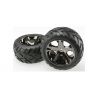 Kompletní  kola pro RC auta. Disky Černý Chrom All-Star s vložkou a nalepenými pneumatikami Anaconda. Rozměr disku ø70x50 mm, rozměr pneumatiky ø106x50 mm, offset 28 mm, unašeč šestihran 12 mm.