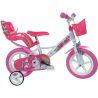 Dětské kolo Dino Bikes - 12" Jednorožec se sedačkou pro panenku a košíkem pro malé cyklistky. Kola mají ráfek s plnou pneumatikou, což vylučuje možnost defektu, pomocná kolečka. Stálý převod, přední brzda. Pro výšku dítěte cca 87 - 120 cm 