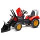 FALK - Šlapací traktor Supercharger s nakladačem a vlečkou červený