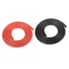 Silikonový kabel Super Flex 10AWG (5.26 mm2) se silikonovou izolací v černé a červené barvě. Je složen z 2683 drátků o průměru je pouze 0,05 mm. Proto je kabel extrémně ohebný. Vnější průměr 5.26 mm, délka 2x 1 m.Kabel má menší odpor, protože mezi drátky jsou menší vzduchové mezery. Drátky jsou pocínovány pro zamezení oxidace a v neposlední řadě pro snadné pájení. Vyrobeno v MADE IN GERMANY