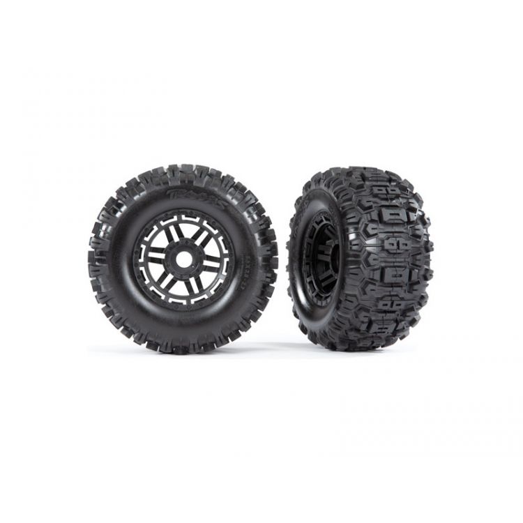 Traxxas kolo 2.8/3.6", black wheels, Sledgehammer tires (2)