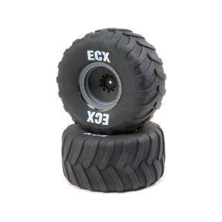 ECX Kolo s pneu, šedý disk (2): Axe MT