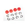 Traxxas Piston, damper (red) (4)/ e-clips (8) - kroužky pístů červené, pojistné kroužky.