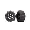 Kompletní univerzální kola pro RC auta E-Revo (2ks v balení). Disky v černé barvě  s lopatkovými pneumatikami a vložkou. Celkový rozměr 170x86 mm, rozměr disku 97x70 mm. Unašeč je šestihran 17mm s drážkami s offsetem 35 mm.
 Paddle tires-lopatkové pneumatiky jsou vhodné do písku, sněhu nebo pro jízdu po vodní hladině.